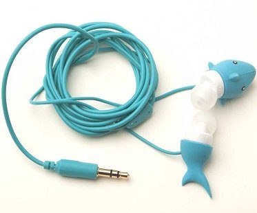 shark earphones blue cord