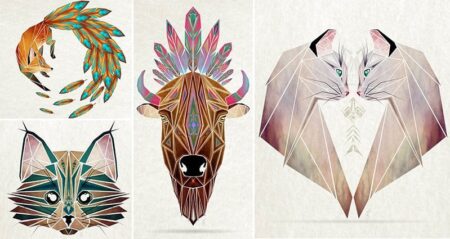 Tangram-Inspired Geometric Animal Illustrations