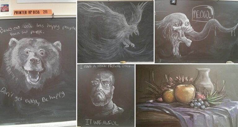 Teacher Creates Chalkboard Works Of Art