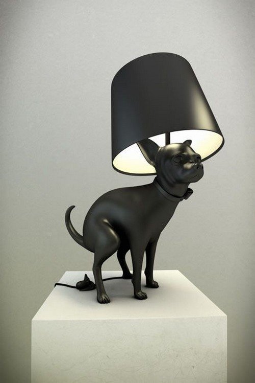 black poop dog lamp