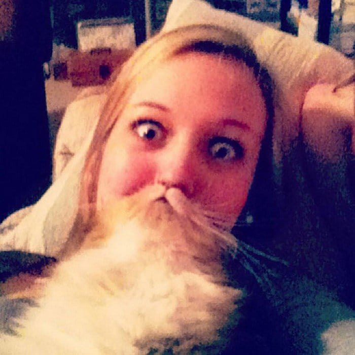 blond girl cat beard