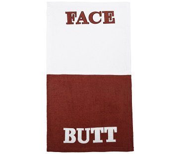 face and butt towel brown white