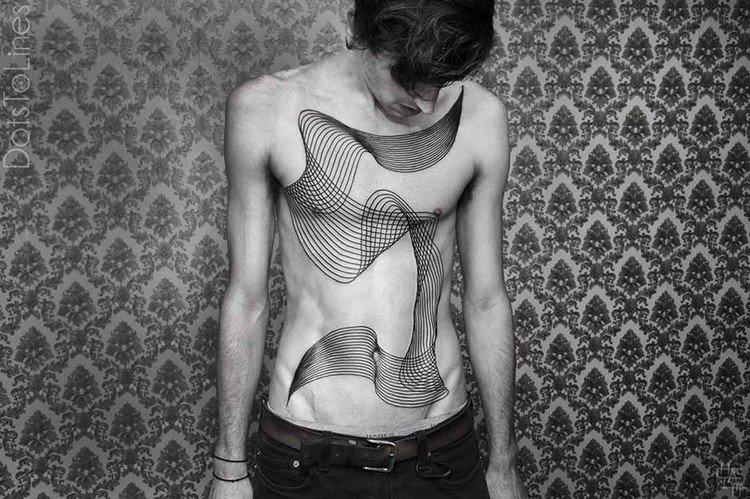 man looking torso tattoo