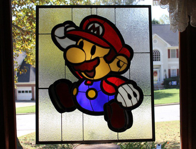 mario stained glass