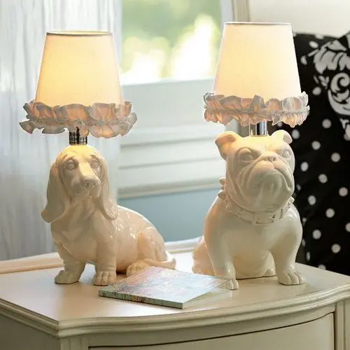 pair dog lamps