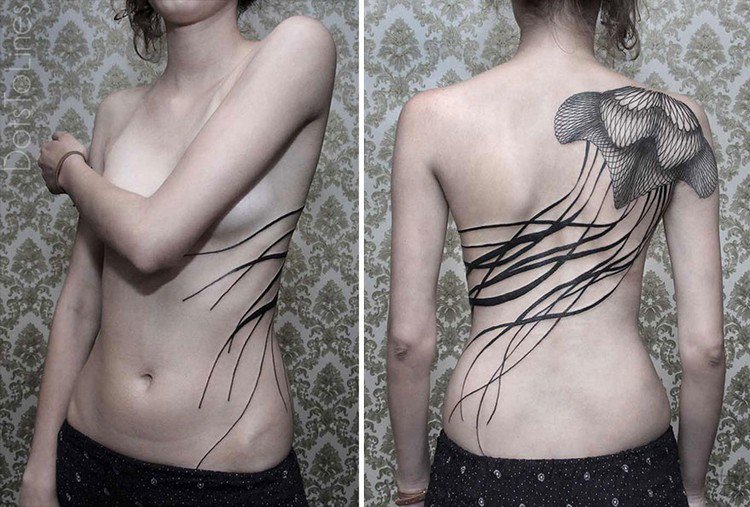 woman jellyfish tattoo