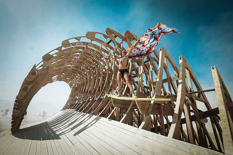 wooden structure woman