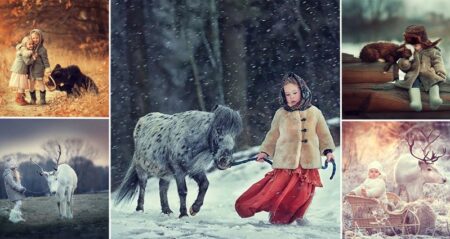 elena karneeva children and animals photos