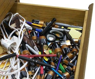battery organizer drawer mess