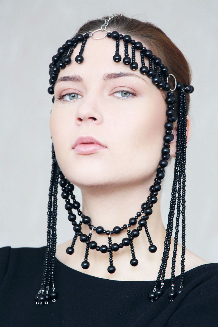 black beaded headpiece