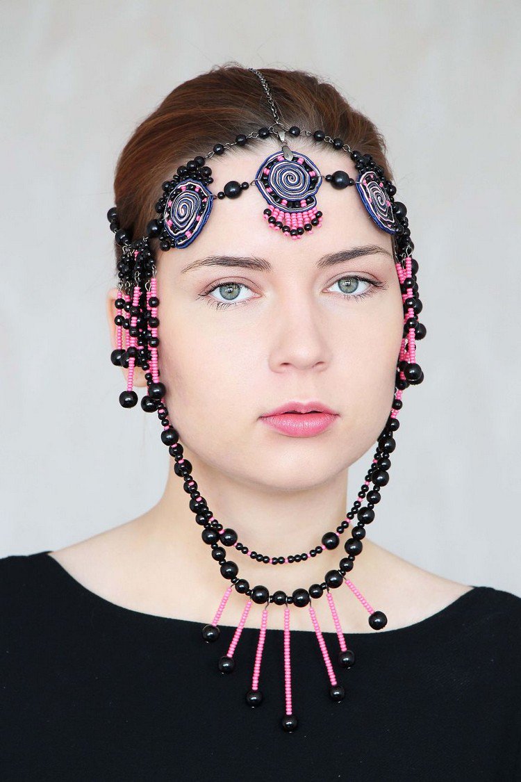 black pink headpiece