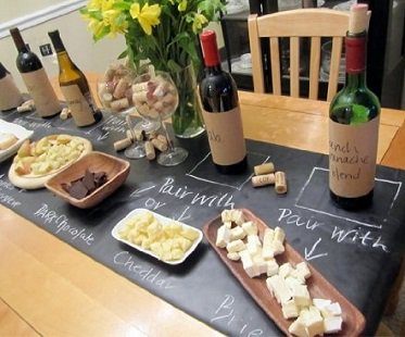 chalk board table runner drawing wines