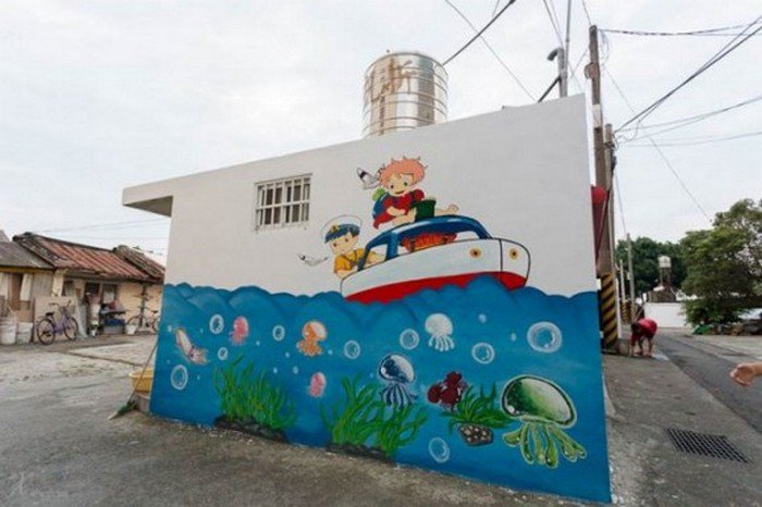 ghibli boat mural