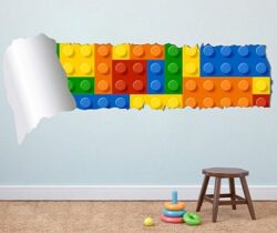 lego and torn wallpaper decal
