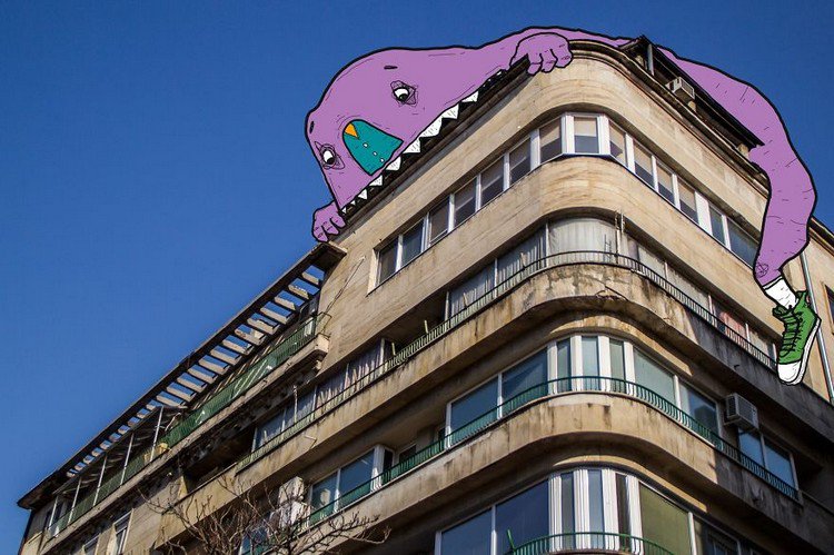 purple monster sofia building