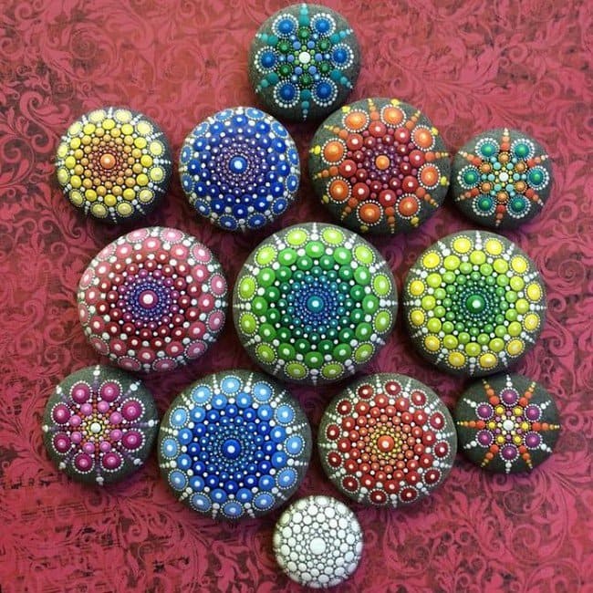 rows mandala stones