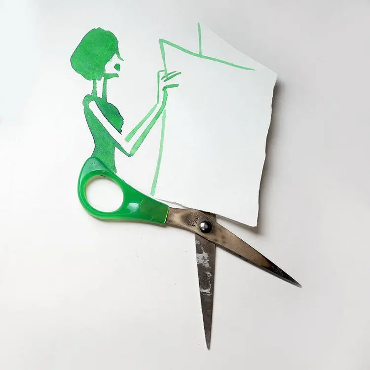 scissor woman paper