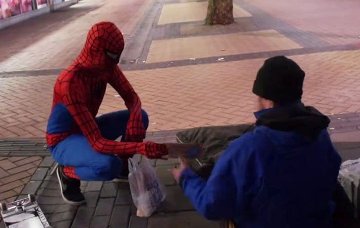 spiderman-giving