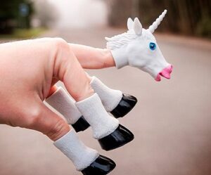 unicorn finger puppet white
