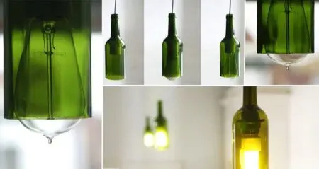 Ceiling Lamps Made From Wine Bottles