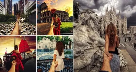 Guy Took Photos While His Girlfriend Pulls Him Along