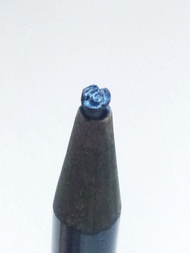 blue flower carved pencil