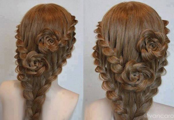 braided roses hair