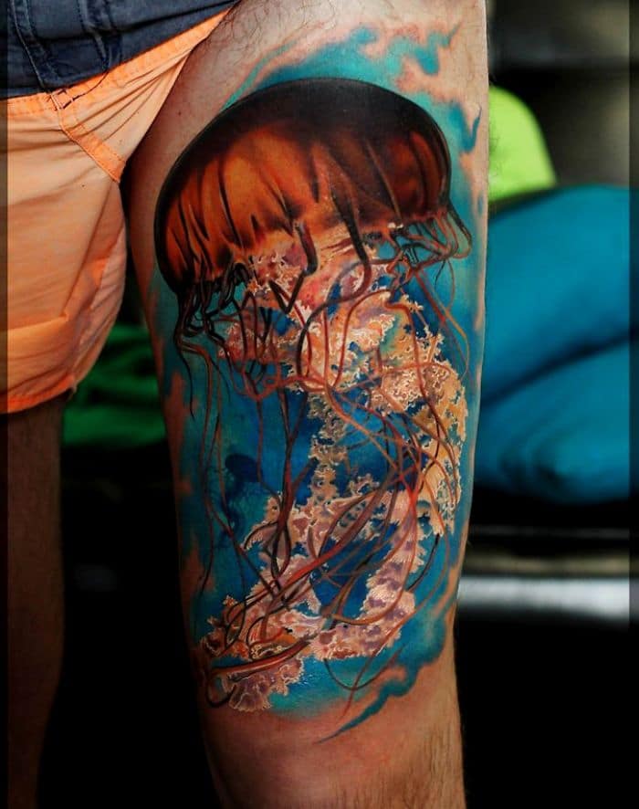 brown jellyfish tattoo