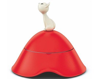 cat bowl with lid red