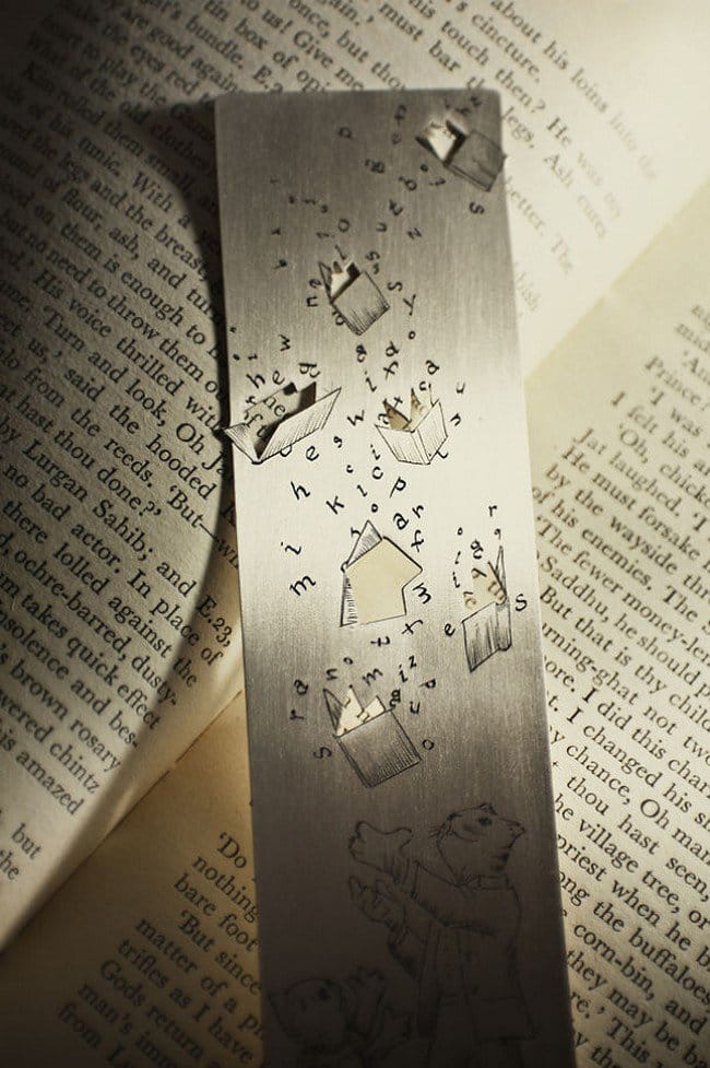 cat silver bookmark