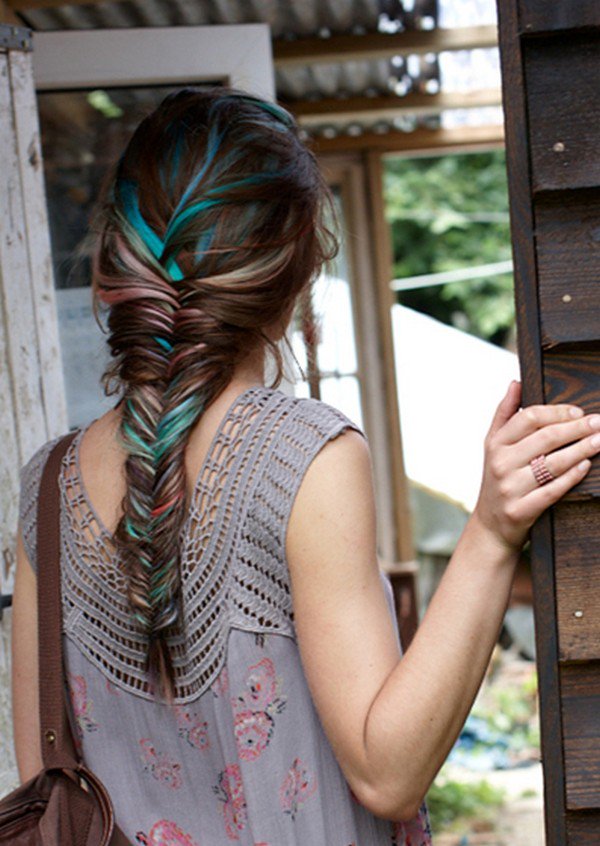 colorful fishtail braid