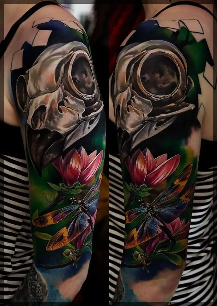 flower skull tattoo