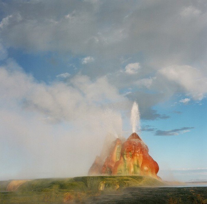 geyser distance blue sky