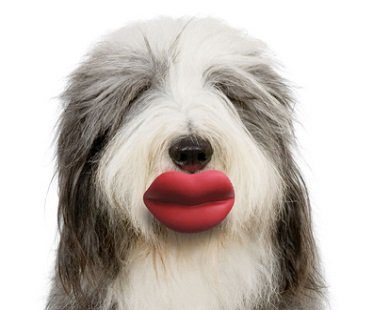 giant lips dog toy ball red