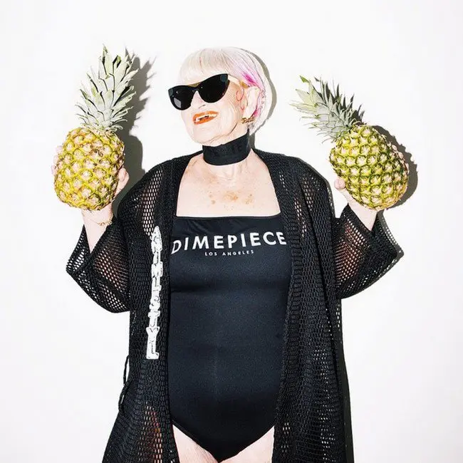 grandma bathing suit pineapples