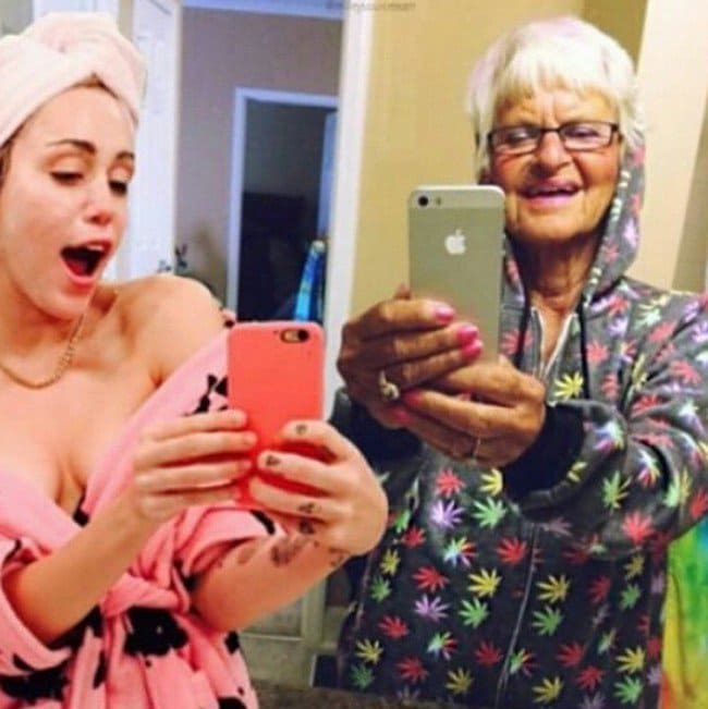 grandma girl selfie