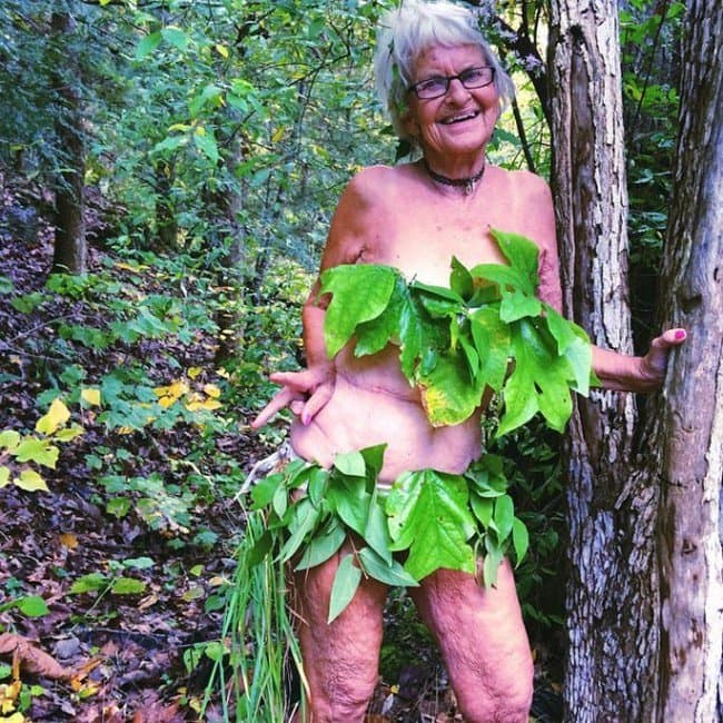 grandma naked forest