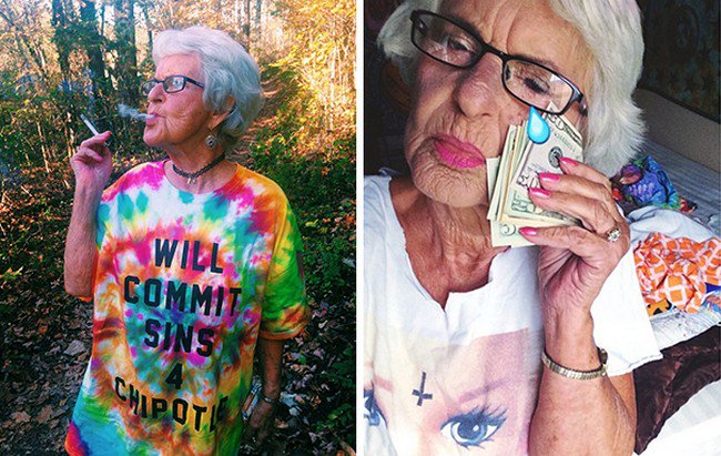 grandma smoking money