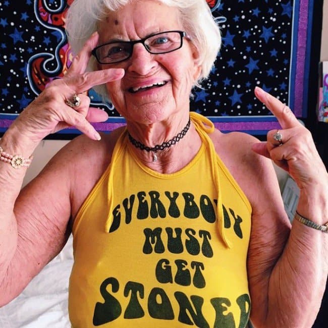 grandma yellow top stoned