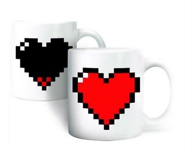 heat changing pixel heart mug