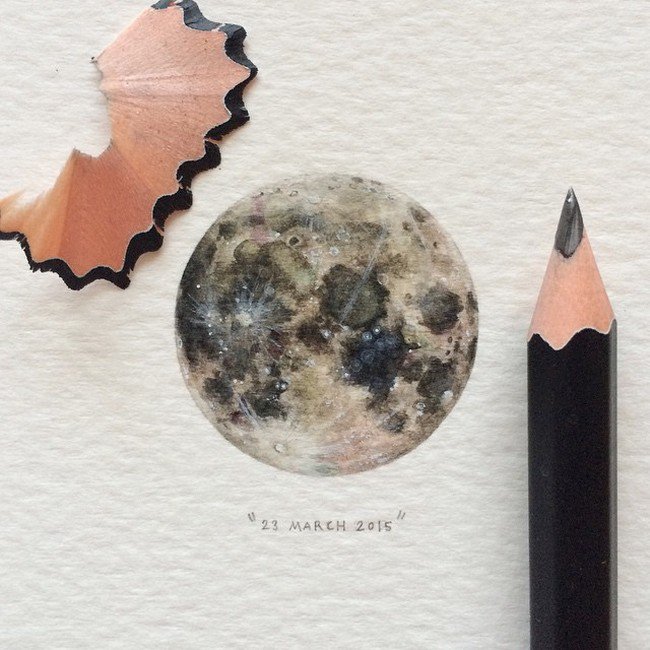 march moon tiny painting lorraine loos