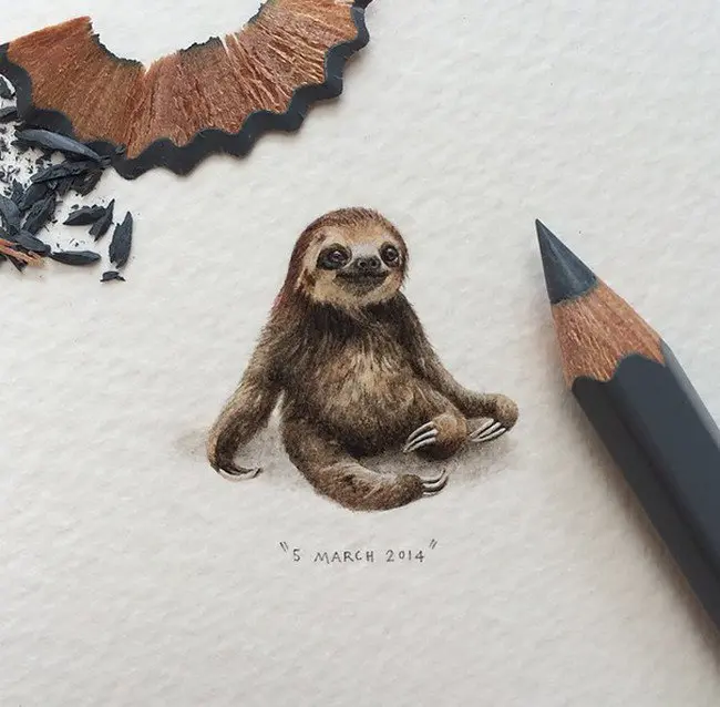 march sloth tiny painting lorraine loos