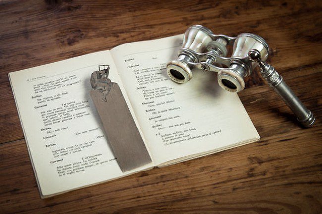 opera glasses silver bookmark