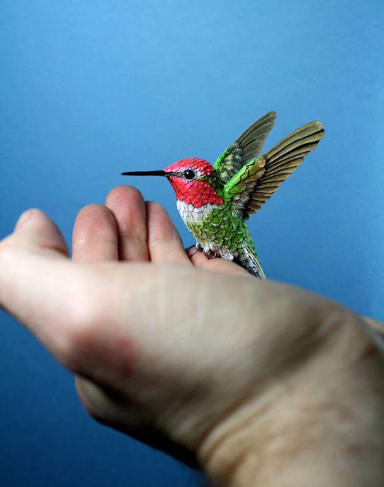 painted hummingbird sculpture