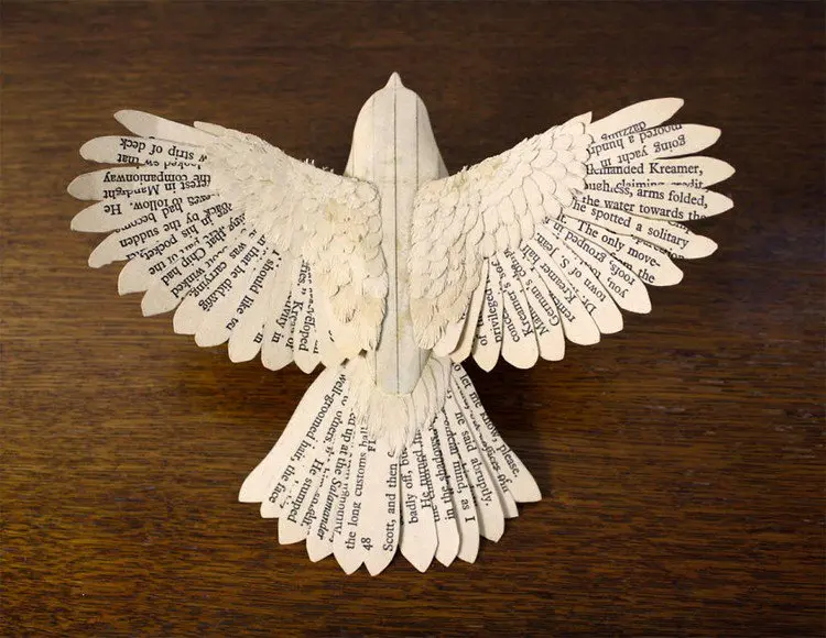 paper wood robin sculpture