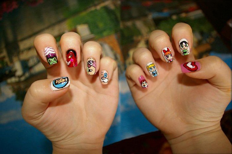 powerpuff girls nails