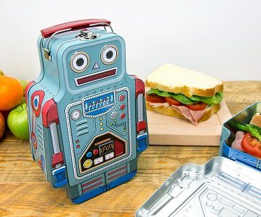 robot tin lunch box