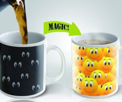 smiley faces heat changing mug