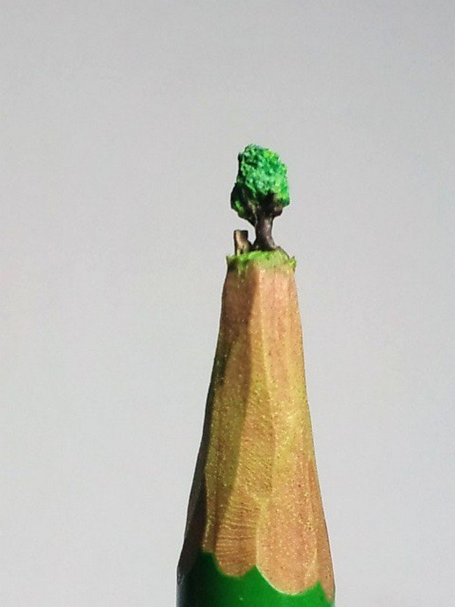 tree pencil carving