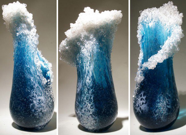 trio ocean wave vase